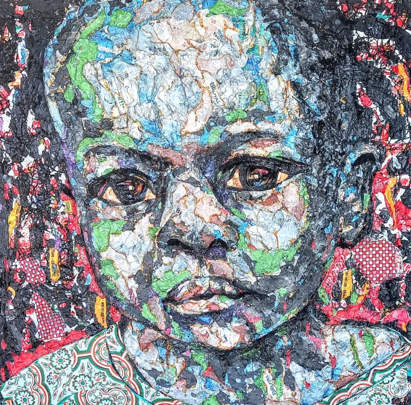 PT2224 Mixed medium & recycled materials 120cm x 120cm 2022