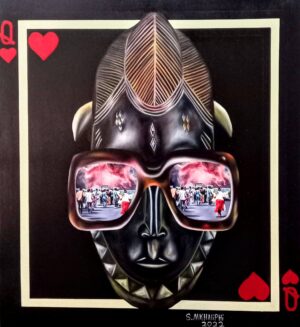 SABELO2229 Acrylic & Collage on Canvas 77cm x 70cm 2022